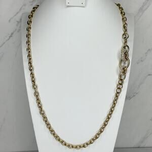 Ann Taylor Toggle Rhinestone Gold Chain Necklace ✨